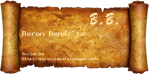 Beron Benáta névjegykártya
